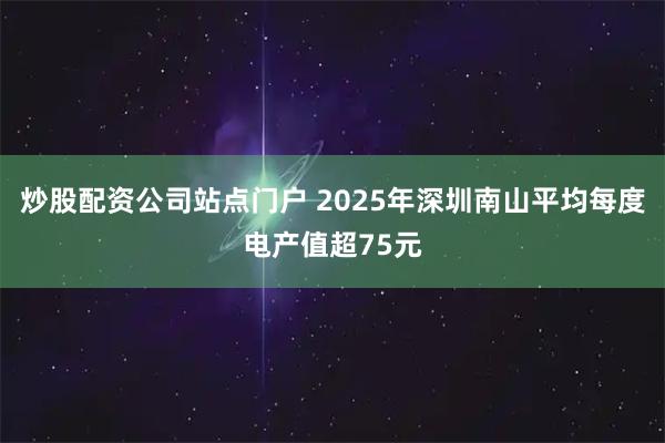 炒股配资公司站点门户 2025年深圳南山平均每度电产值超75元