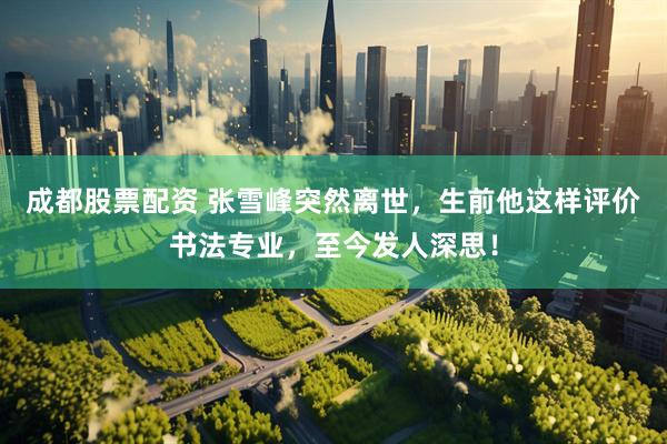成都股票配资 张雪峰突然离世，生前他这样评价书法专业，至今发人深思！